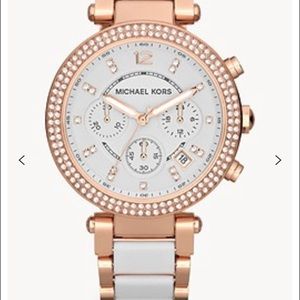 Michael Kors Women's Parker Chronograph Two-Tone Stainless Steel Glitz W…